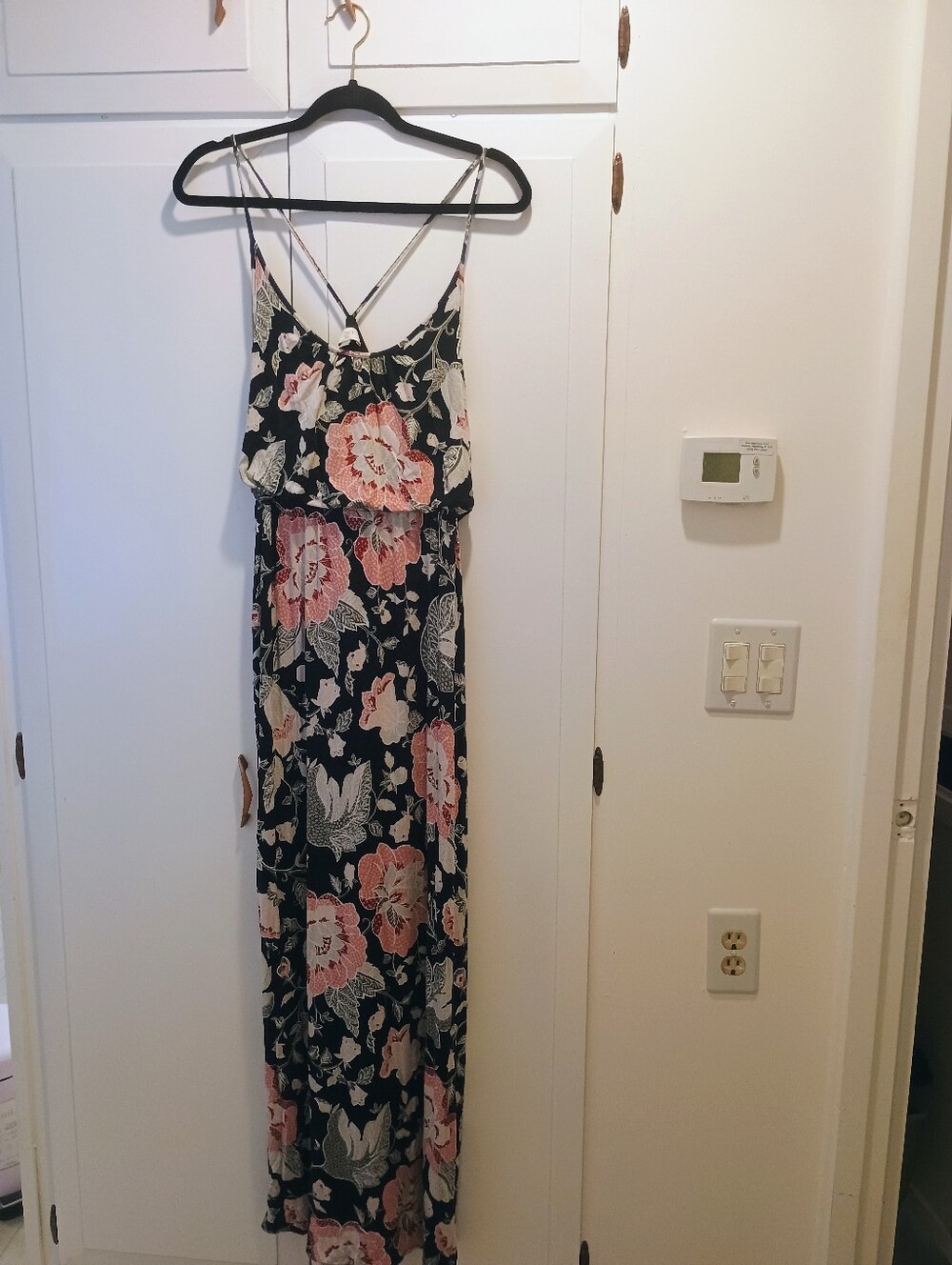 Loft Floral Black Maxi Dress with Pink Blooms - Picture 3 of 5